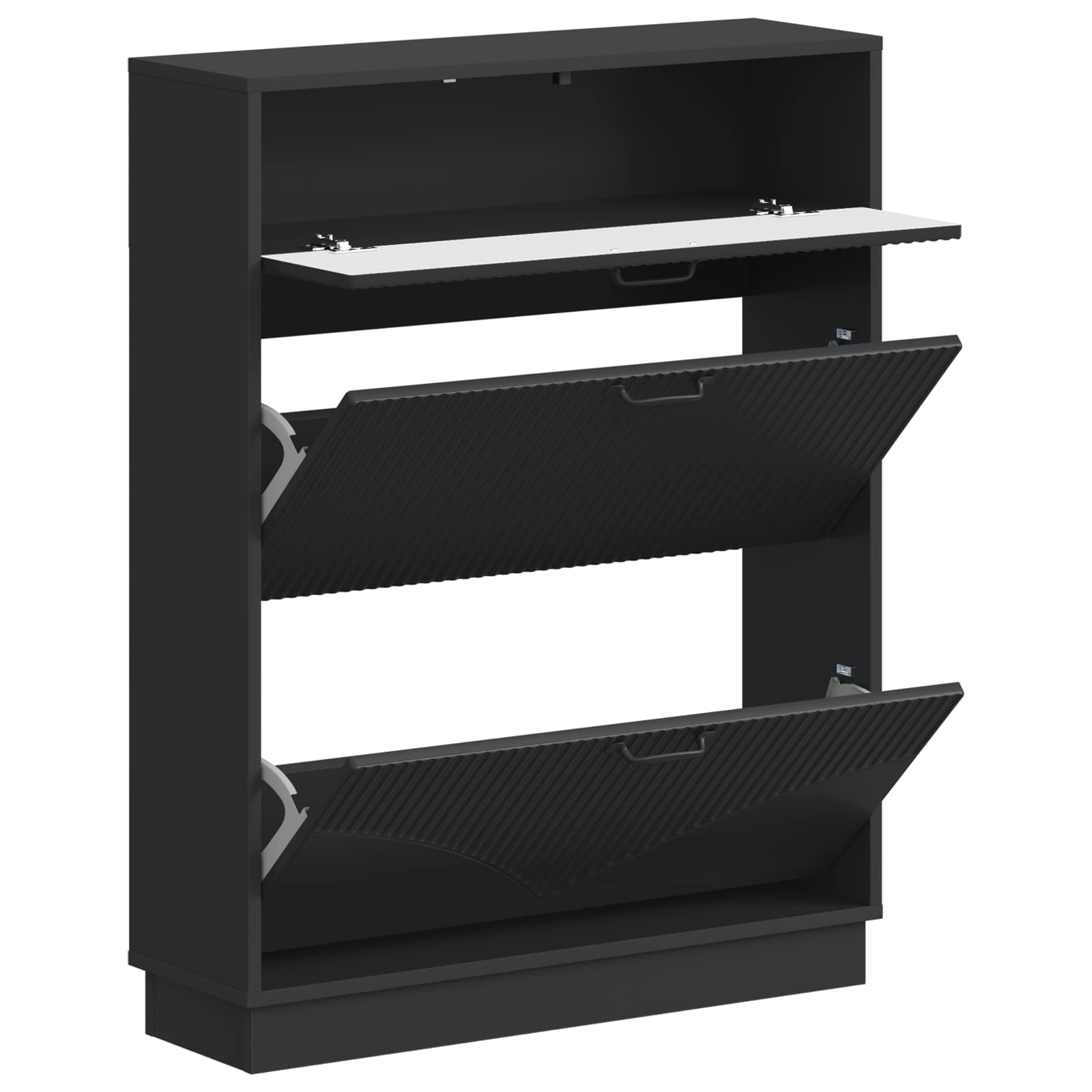 Schoenenkast HOORN 78 x 24 x 100 cm Bewerkt hout Zwart is nu te koop bij PeponiXL, paradijselijk wonen!