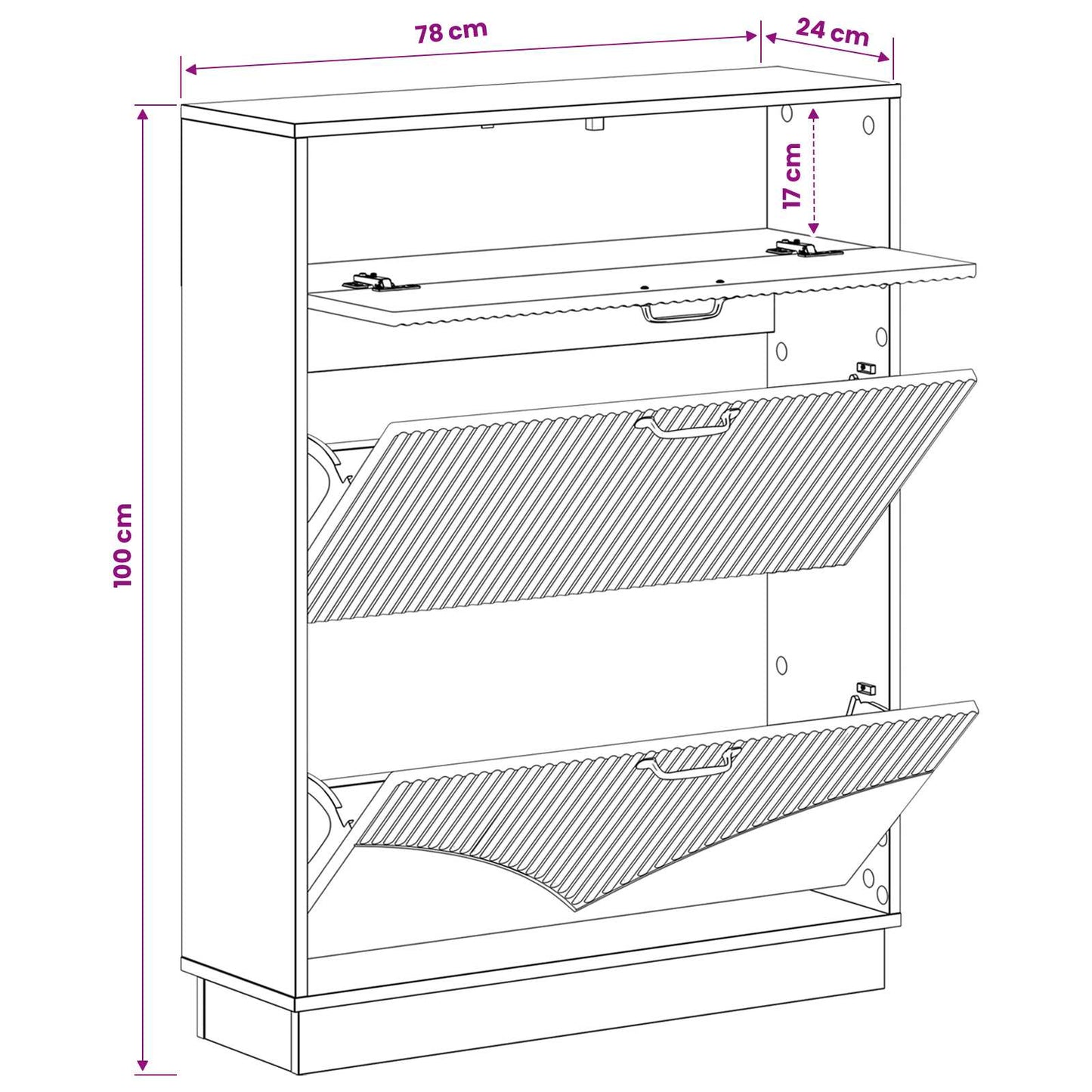 Schoenenkast HOORN 78 x 24 x 100 cm Bewerkt hout Zwart is nu te koop bij PeponiXL, paradijselijk wonen!