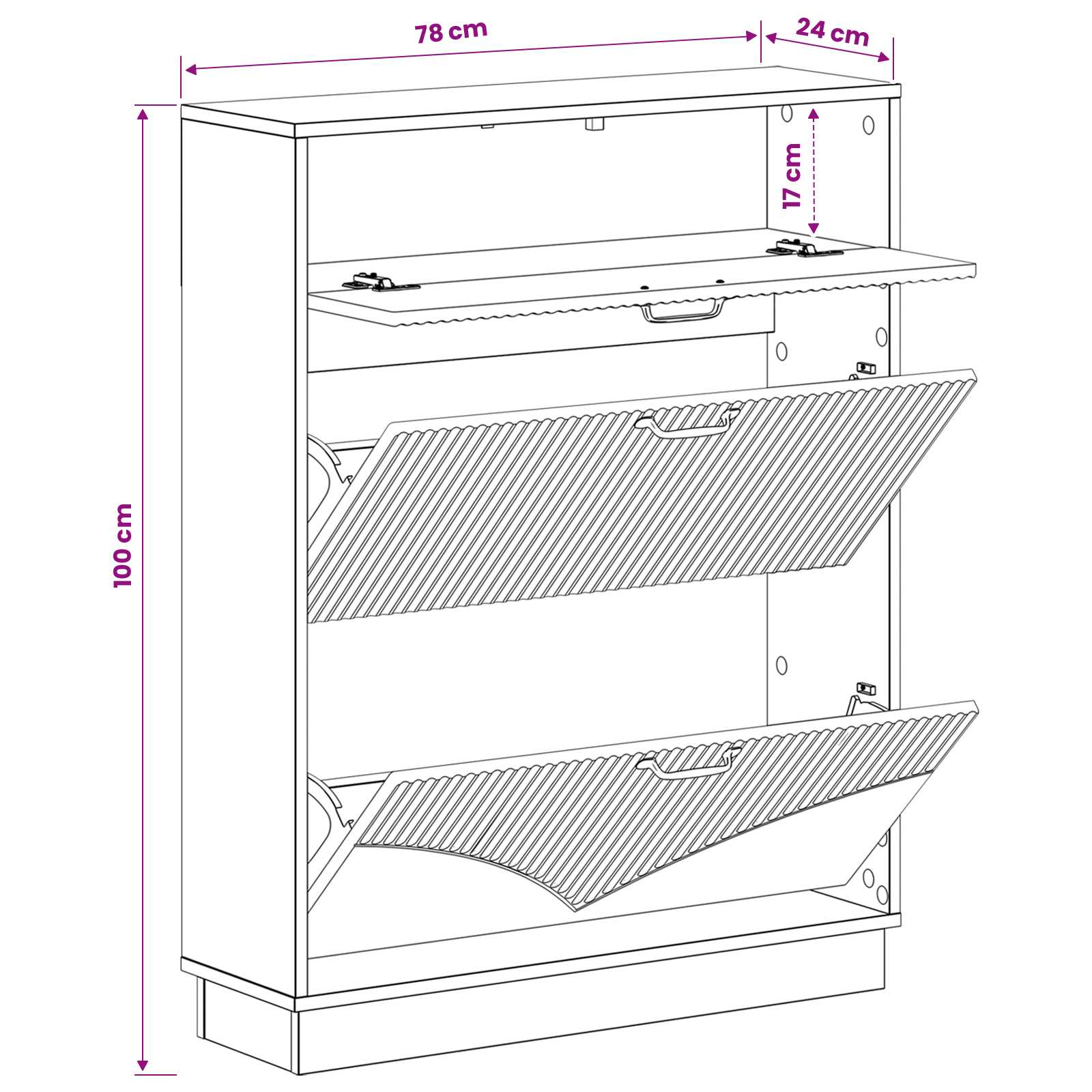Schoenenkast HOORN 78 x 24 x 100 cm Bewerkt hout Zwart is nu te koop bij PeponiXL, paradijselijk wonen!