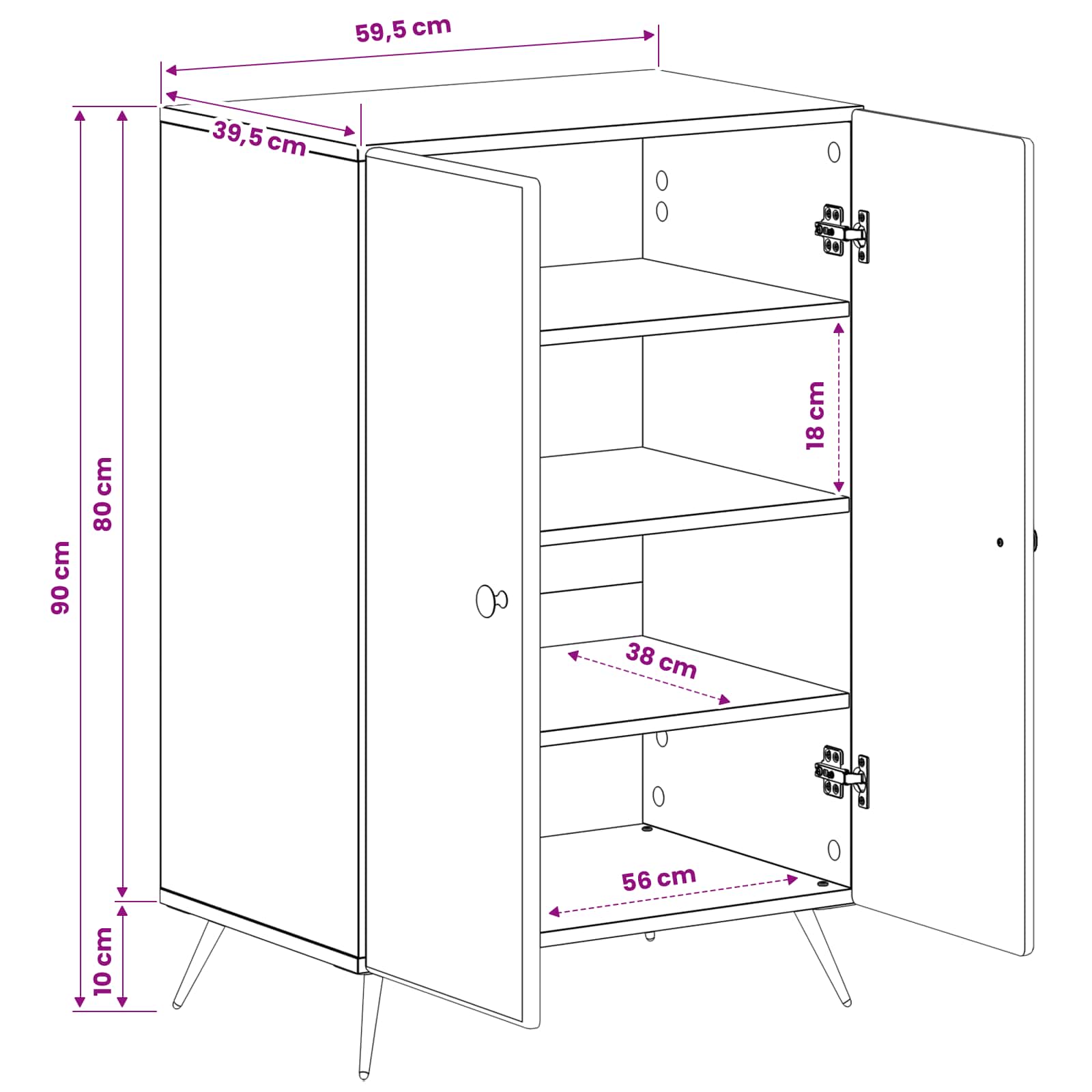Schoenenkast BREDA 59,5 x 39,5 x 90 cm Bewerkt hout is nu te koop bij PeponiXL, paradijselijk wonen!