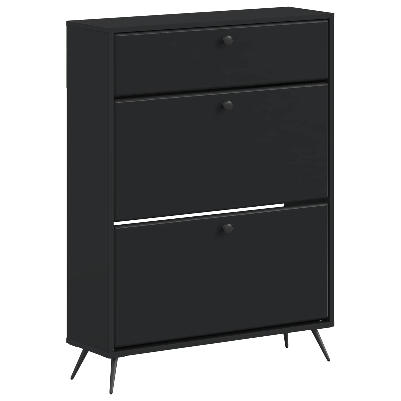 Schoenenkast BREDA 78 x 24 x 103 cm Bewerkt hout Zwart is nu te koop bij PeponiXL, paradijselijk wonen!