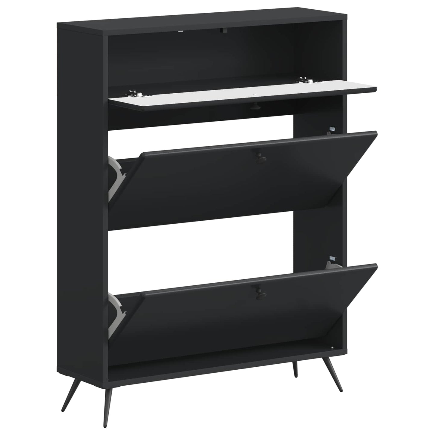 Schoenenkast BREDA 78 x 24 x 103 cm Bewerkt hout Zwart is nu te koop bij PeponiXL, paradijselijk wonen!