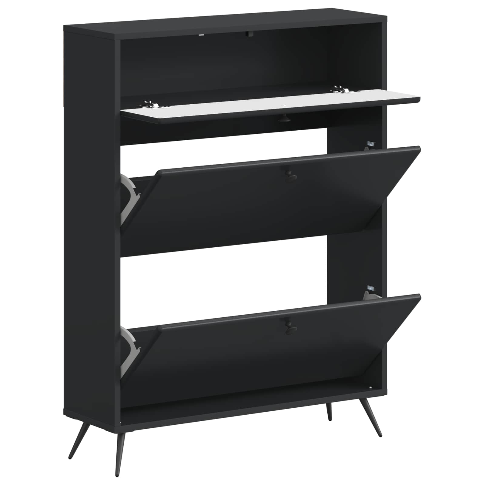 Schoenenkast BREDA 78 x 24 x 103 cm Bewerkt hout Zwart is nu te koop bij PeponiXL, paradijselijk wonen!