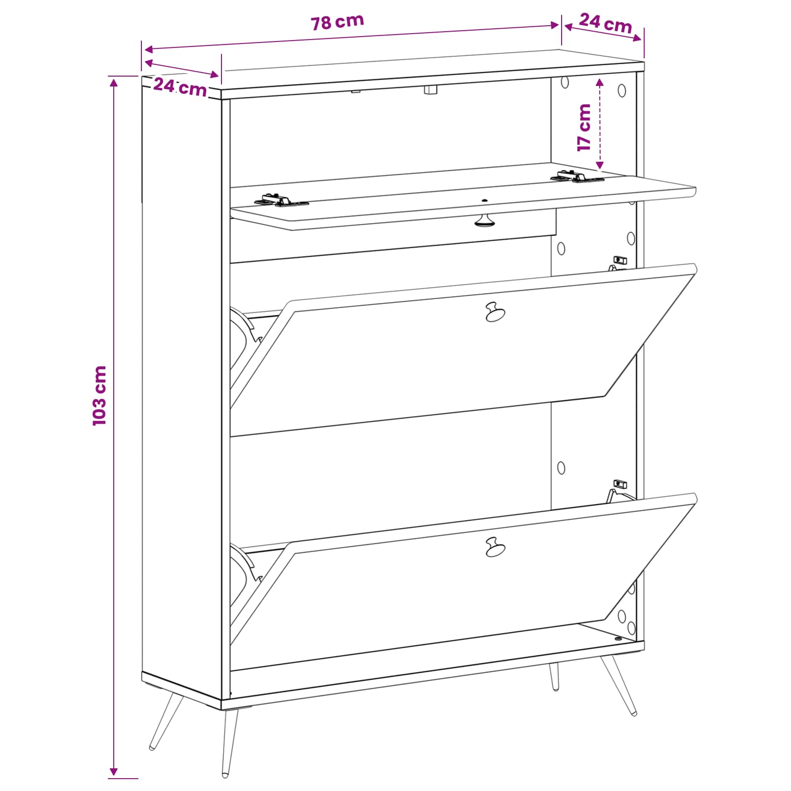 Schoenenkast BREDA 78 x 24 x 103 cm Bewerkt hout Betongrijs is nu te koop bij PeponiXL, paradijselijk wonen!