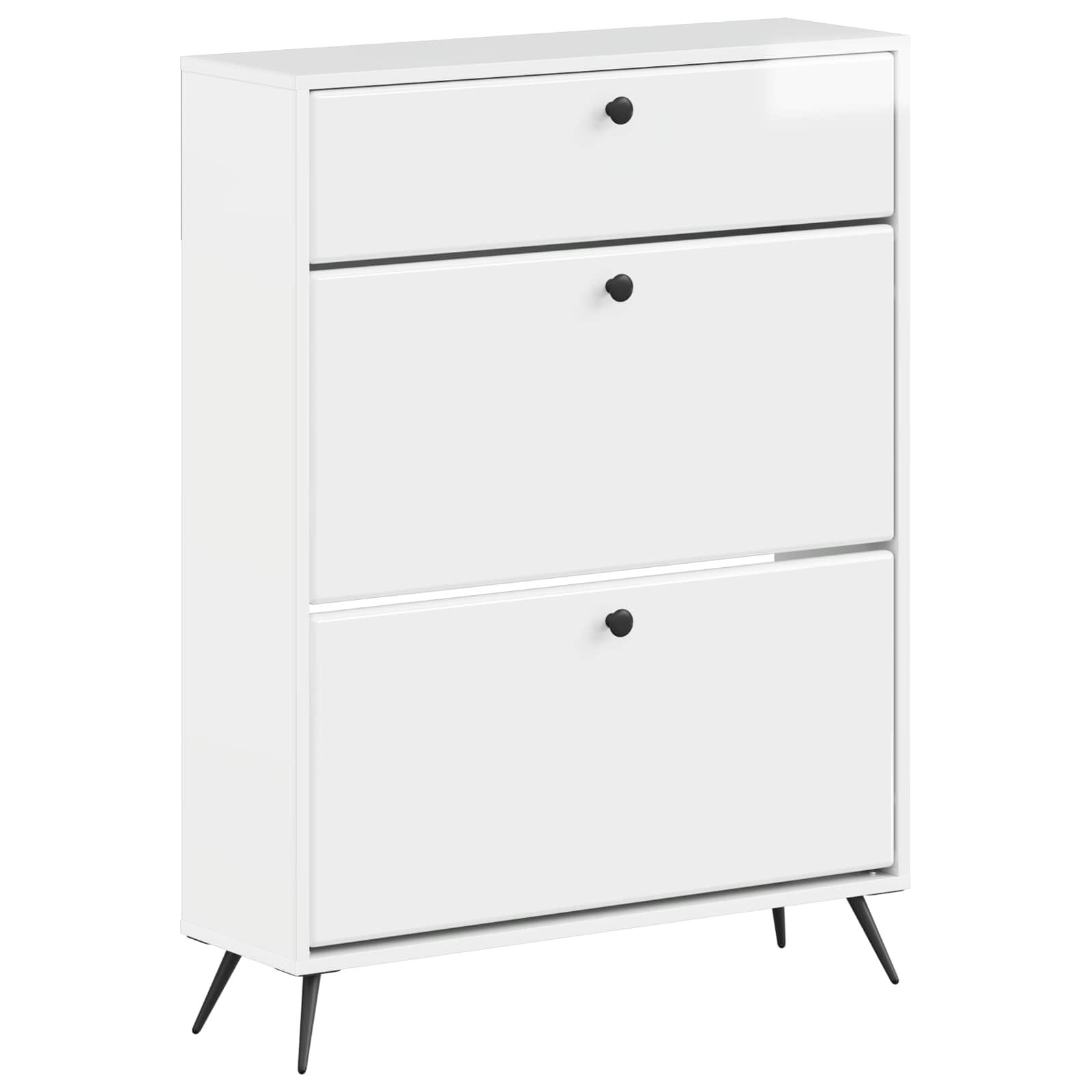 Schoenenkast BREDA 78 x 24 x 103 cm Bewerkt hout Hoogglans Wit is nu te koop bij PeponiXL, paradijselijk wonen!