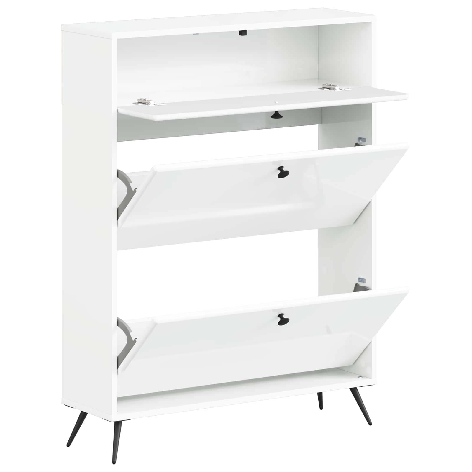 Schoenenkast BREDA 78 x 24 x 103 cm Bewerkt hout Hoogglans Wit is nu te koop bij PeponiXL, paradijselijk wonen!