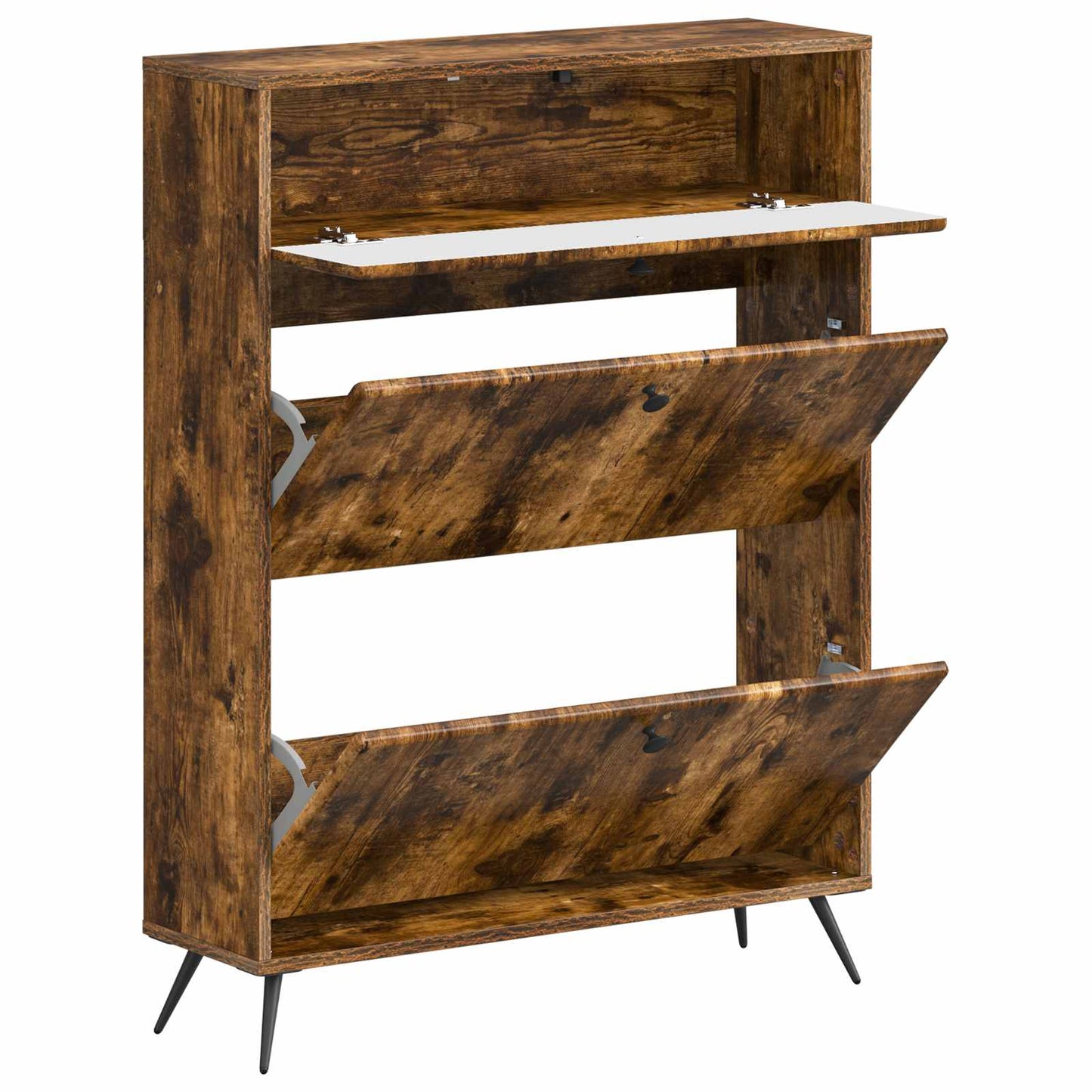Schoenenkast BREDA 78 x 24 x 103 cm Bewerkt hout Gerookt eiken is nu te koop bij PeponiXL, paradijselijk wonen!