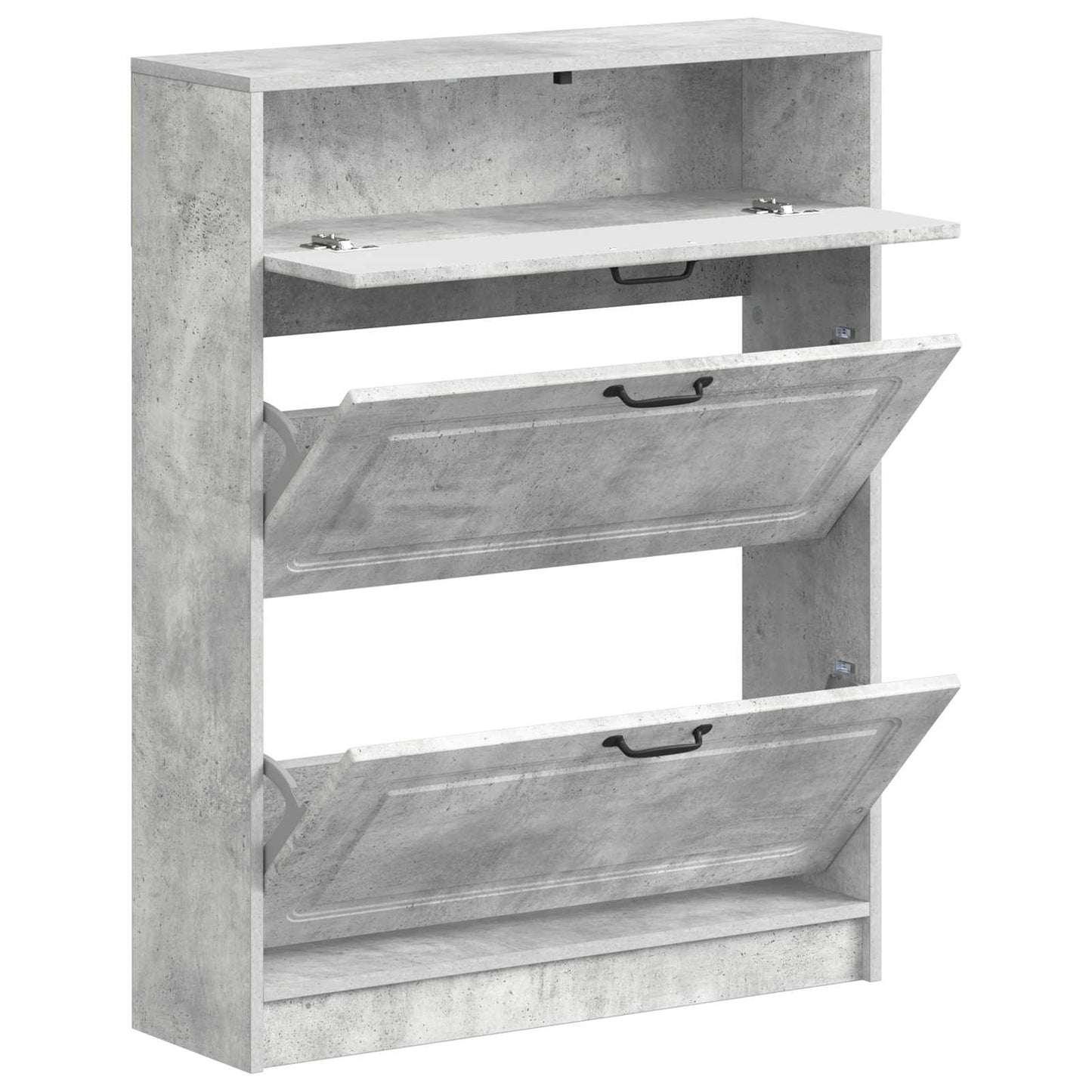 Schoenenkast UTRECHT 78 x 24 x 100 cm Bewerkt hout Betongrijs is nu te koop bij PeponiXL, paradijselijk wonen!