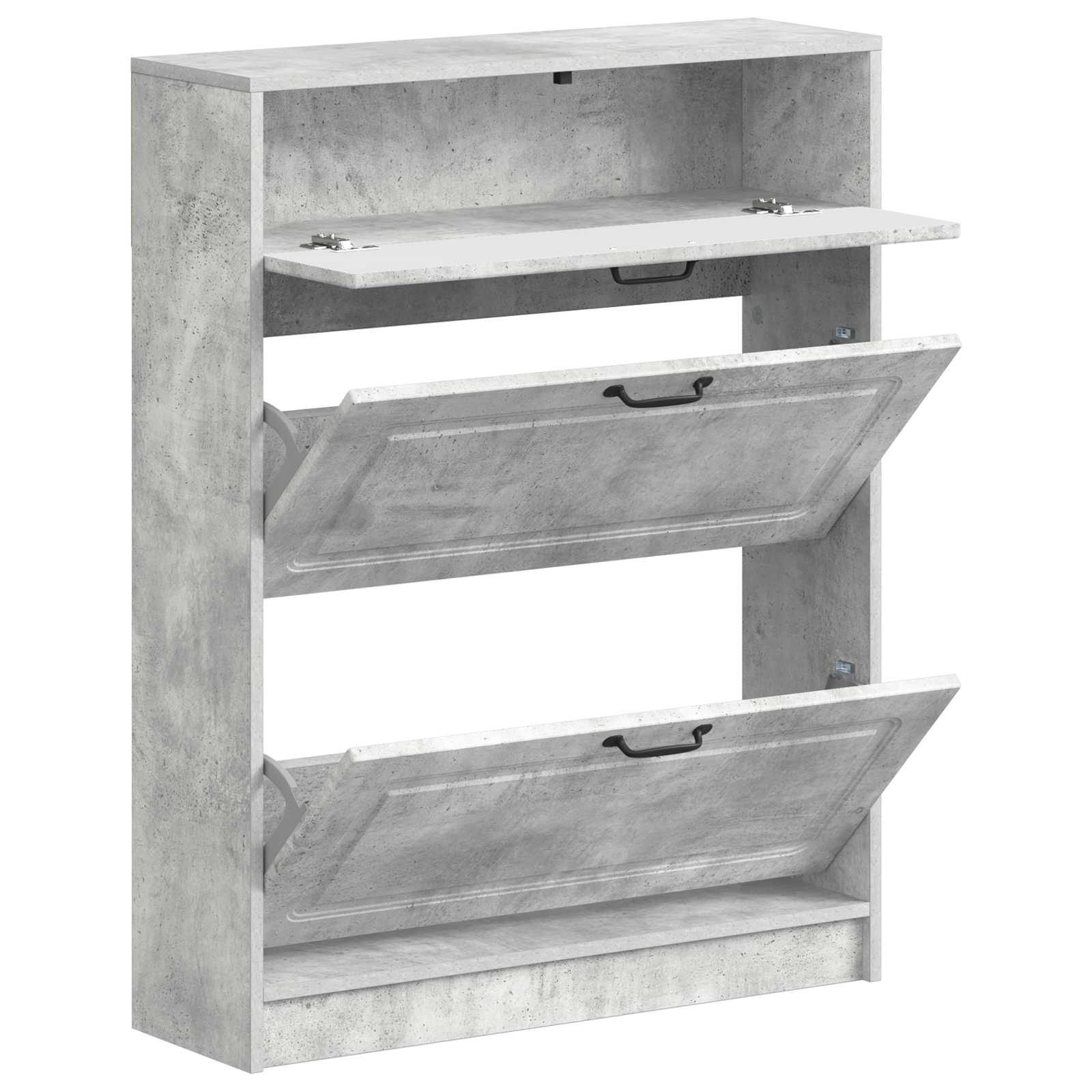 Schoenenkast UTRECHT 78 x 24 x 100 cm Bewerkt hout Betongrijs is nu te koop bij PeponiXL, paradijselijk wonen!
