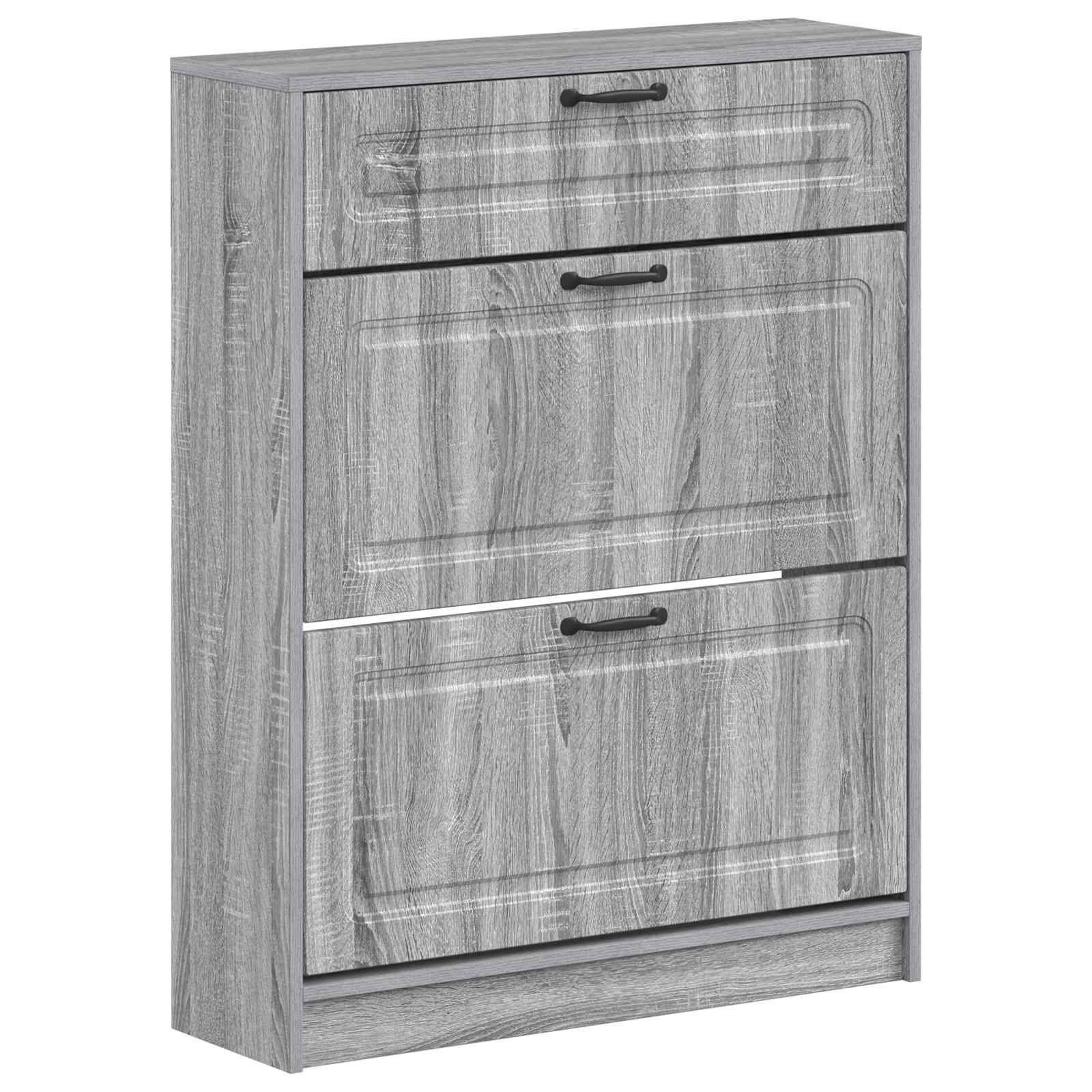 Schoenenkast UTRECHT 78 x 24 x 100 cm Bewerkt hout Grijs Sonoma is nu te koop bij PeponiXL, paradijselijk wonen!