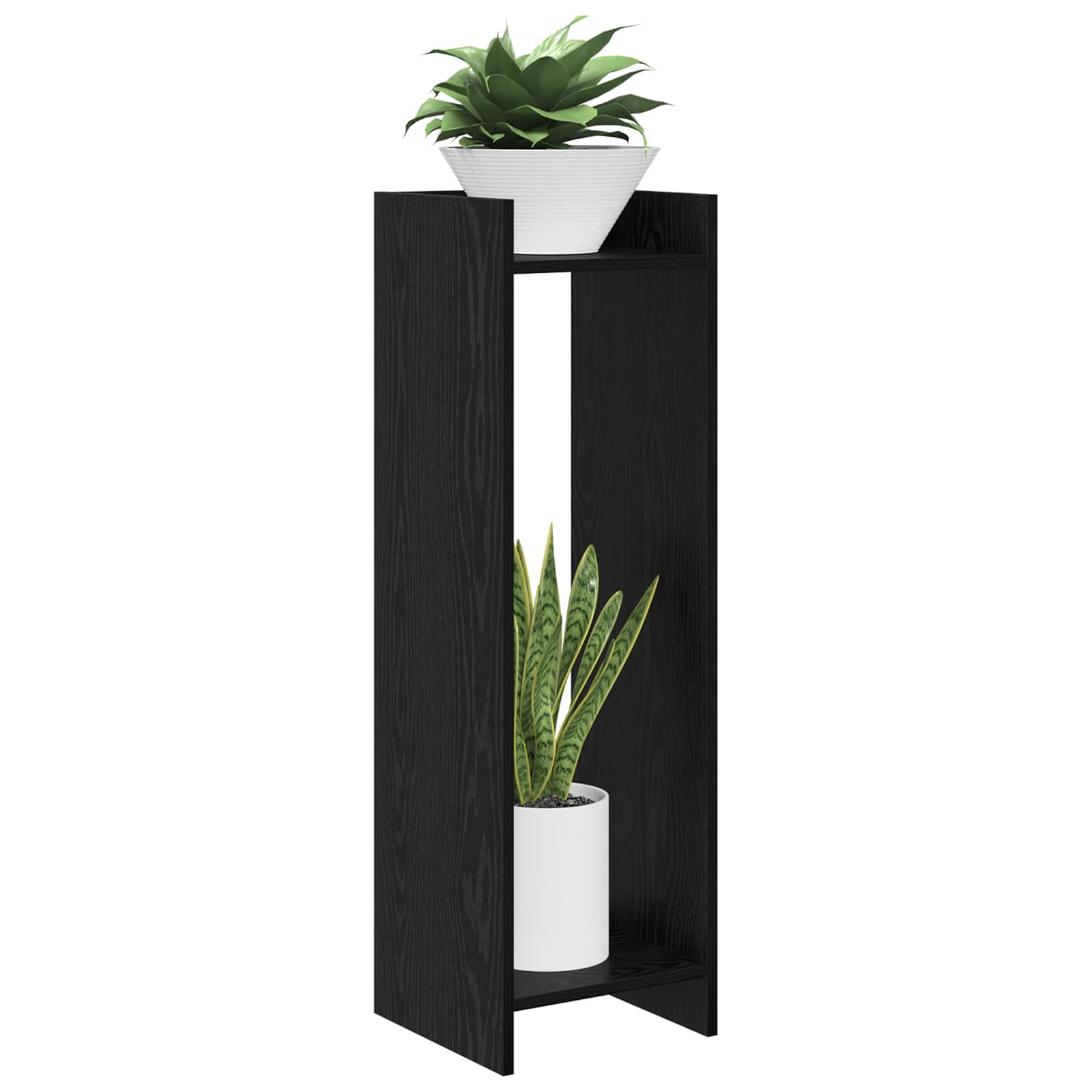 Plantenstandaard met plank 2 pcs Zwarte Eik 30 x 30 x 100 cm is nu te koop bij PeponiXL, paradijselijk wonen!