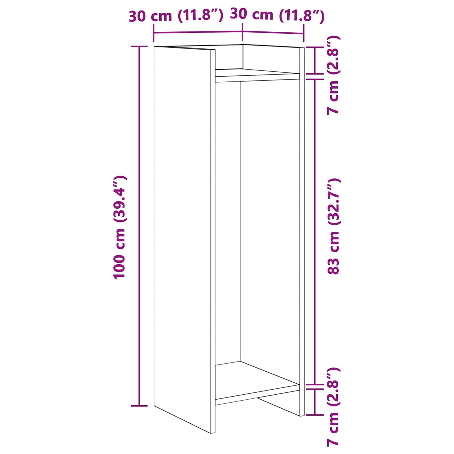 Plantenstandaard met plank 2 pcs Sonoma Eiken 30 x 30 x 100 cm is nu te koop bij PeponiXL, paradijselijk wonen!