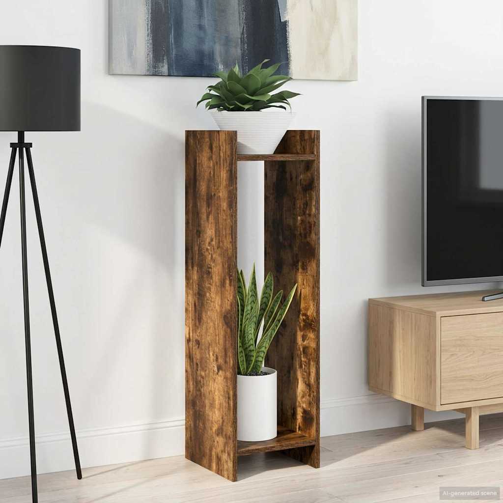 Plantenstandaard met plank Gerookte Eik 30 x 30 x 100 cm is nu te koop bij PeponiXL, paradijselijk wonen!