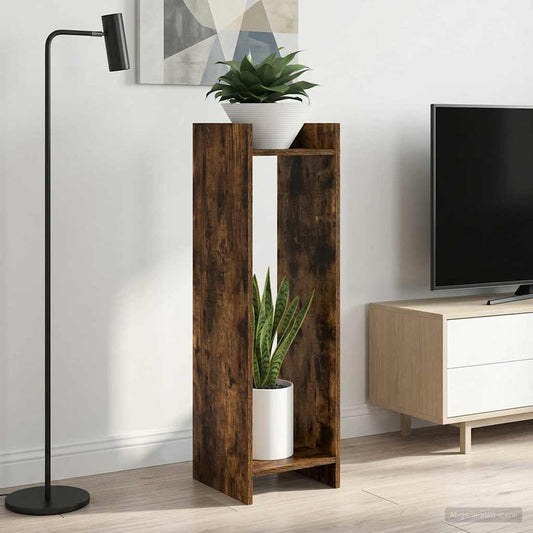 Plantenstandaard met plank 2 pcs Gerookte Eik 30 x 30 x 100 cm is nu te koop bij PeponiXL, paradijselijk wonen!