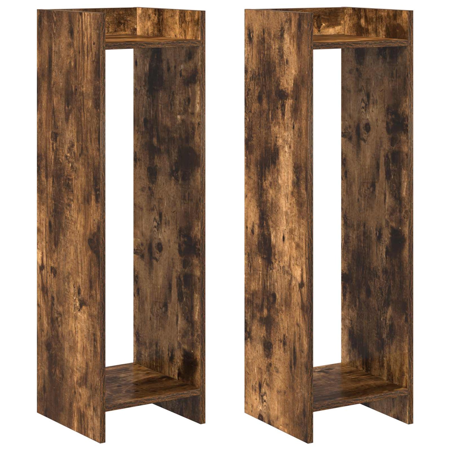 Plantenstandaard met plank 2 pcs Gerookte Eik 30 x 30 x 100 cm is nu te koop bij PeponiXL, paradijselijk wonen!