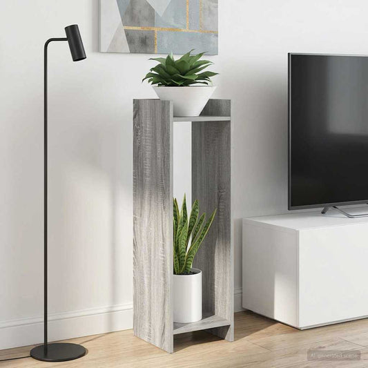 Plantenstandaard met plank 2 pcs Grijze Sonoma 30 x 30 x 100 cm is nu te koop bij PeponiXL, paradijselijk wonen!