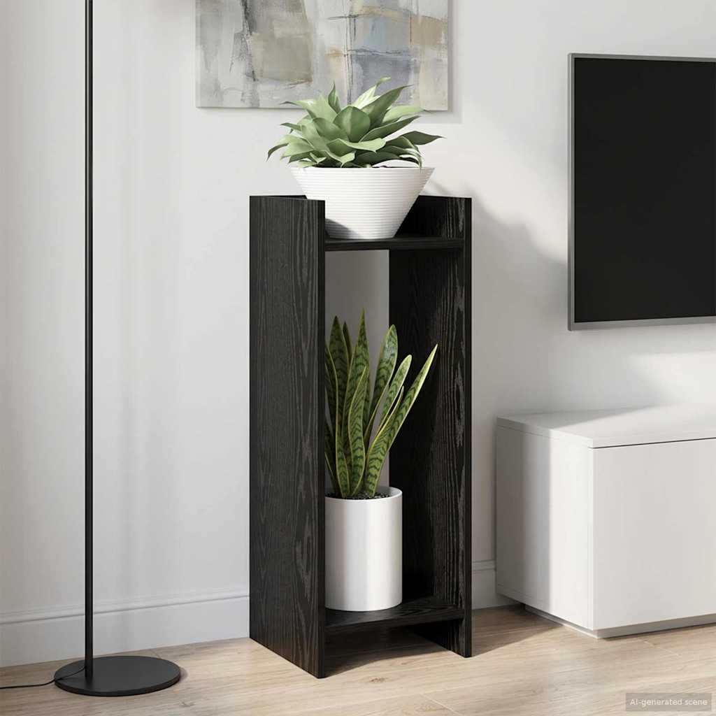 Plantenstandaard met plank 2 pcs Zwarte Eik 30 x 30 x 80 cm is nu te koop bij PeponiXL, paradijselijk wonen!