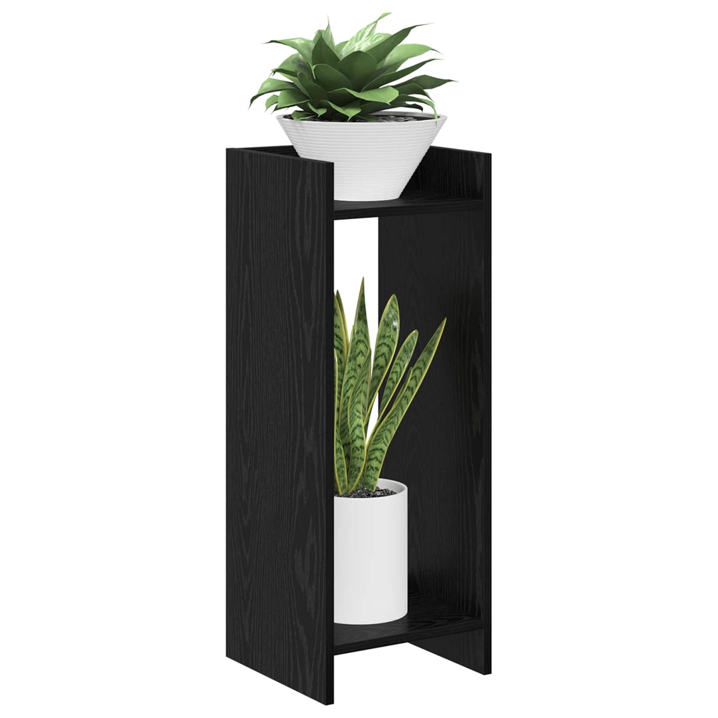 Plantenstandaard met plank 2 pcs Zwarte Eik 30 x 30 x 80 cm is nu te koop bij PeponiXL, paradijselijk wonen!