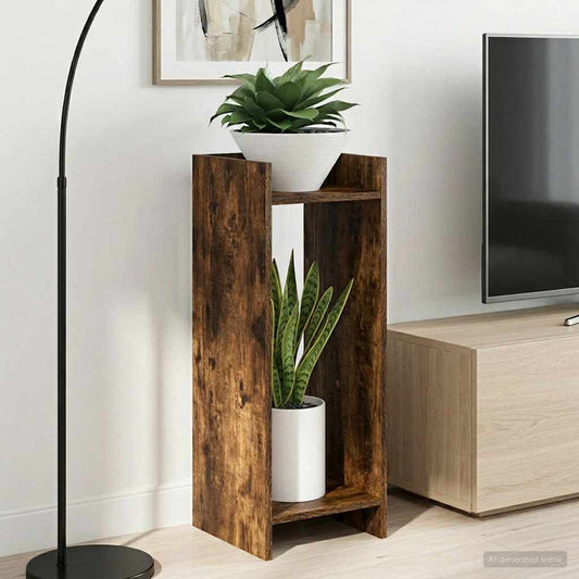 Plantenstandaard met plank Gerookte Eik 30 x 30 x 80 cm is nu te koop bij PeponiXL, paradijselijk wonen!