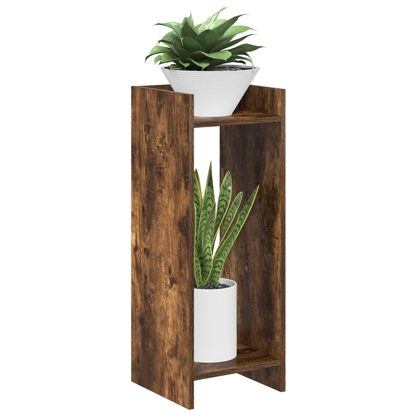 Plantenstandaard met plank Gerookte Eik 30 x 30 x 80 cm is nu te koop bij PeponiXL, paradijselijk wonen!
