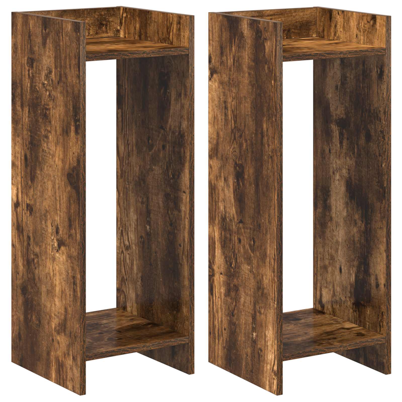 Plantenstandaard met plank 2 pcs Gerookte Eik 30 x 30 x 80 cm is nu te koop bij PeponiXL, paradijselijk wonen!