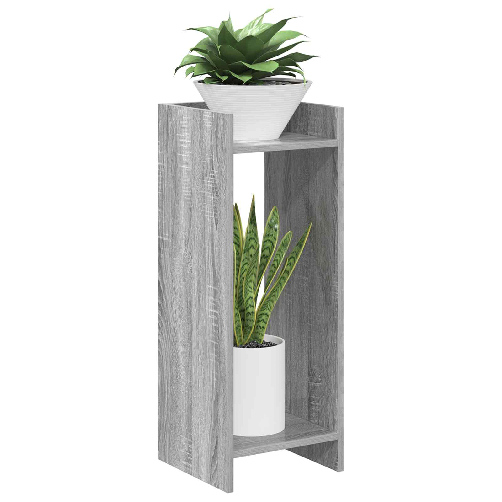 Plantenstandaard met plank 2 pcs Grijze Sonoma 30 x 30 x 80 cm is nu te koop bij PeponiXL, paradijselijk wonen!