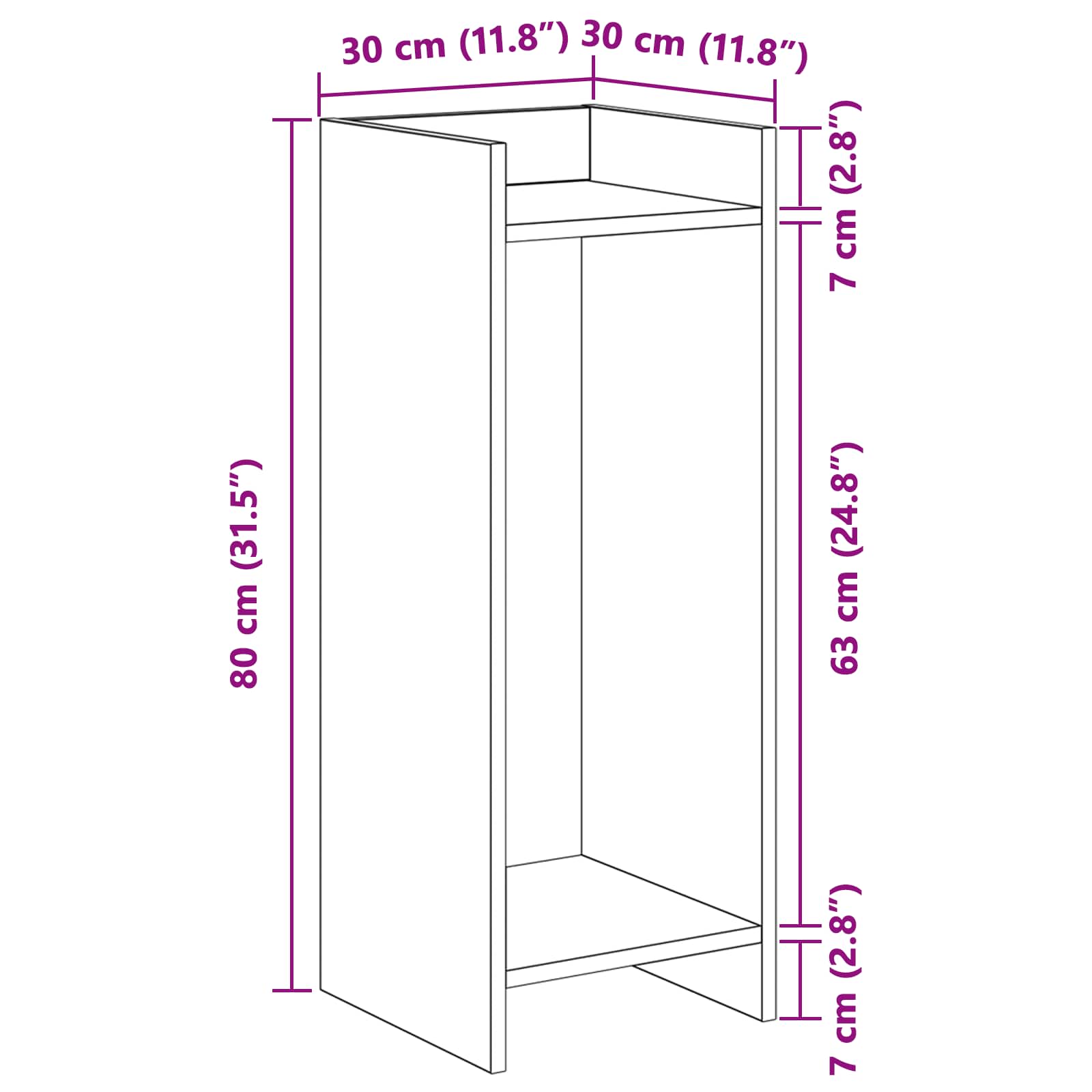 Plantenstandaard met plank 2 pcs Artisan Eik 30 x 30 x 80 cm is nu te koop bij PeponiXL, paradijselijk wonen!