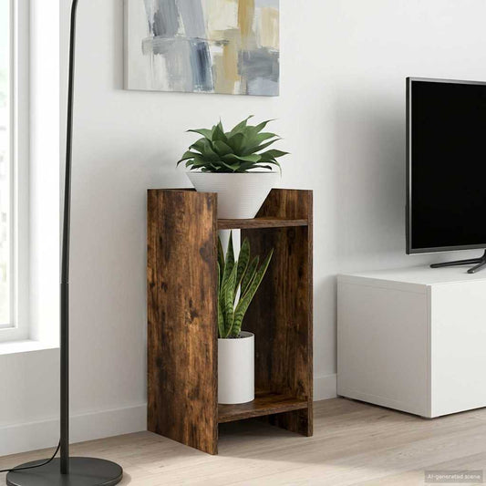 Plantenstandaard met plank Gerookte Eik 30 x 30 x 60 cm is nu te koop bij PeponiXL, paradijselijk wonen!