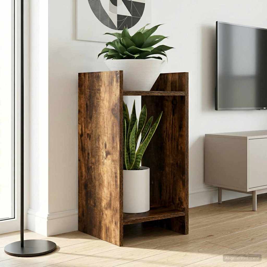 Plantenstandaard met plank 2 pcs Gerookte Eik 30 x 30 x 60 cm is nu te koop bij PeponiXL, paradijselijk wonen!