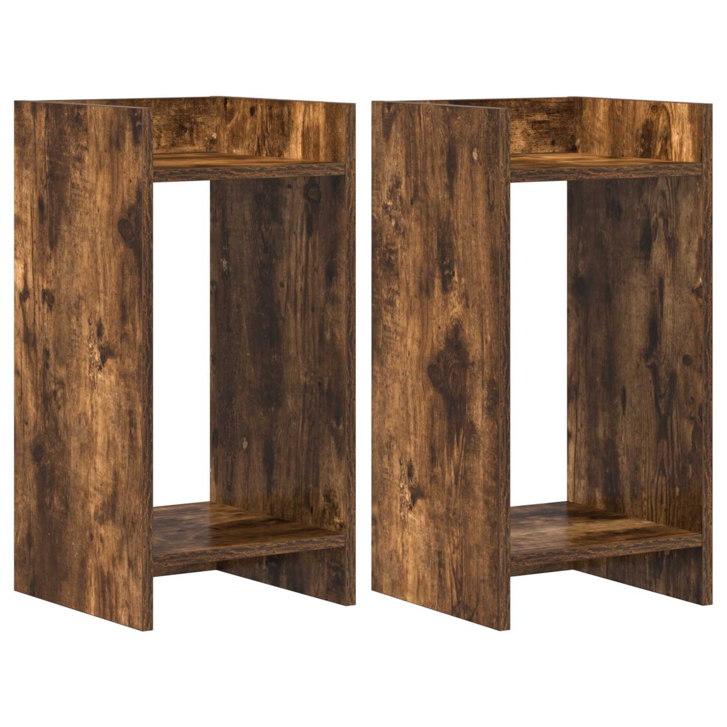 Plantenstandaard met plank 2 pcs Gerookte Eik 30 x 30 x 60 cm is nu te koop bij PeponiXL, paradijselijk wonen!
