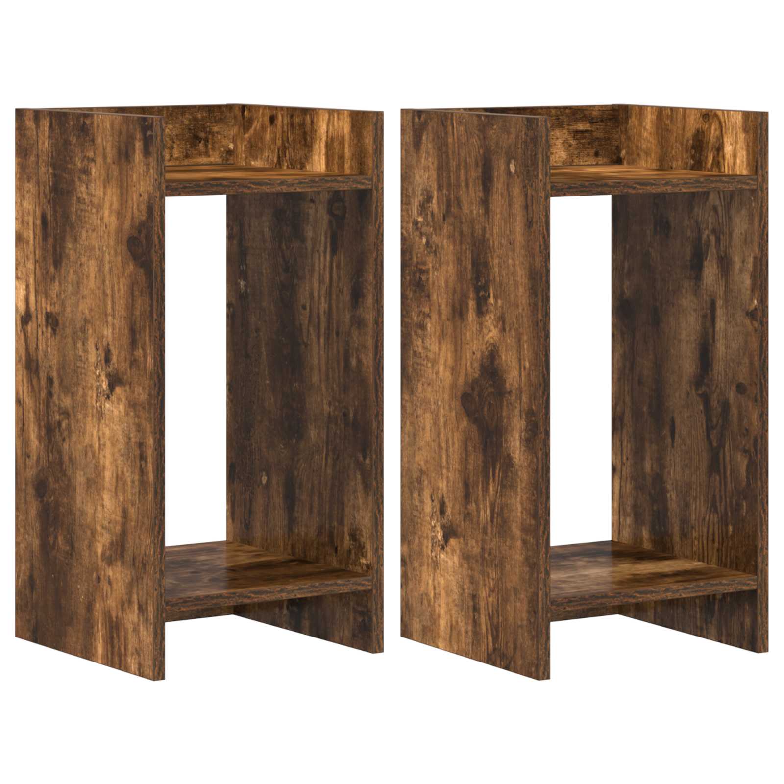 Plantenstandaard met plank 2 pcs Gerookte Eik 30 x 30 x 60 cm is nu te koop bij PeponiXL, paradijselijk wonen!