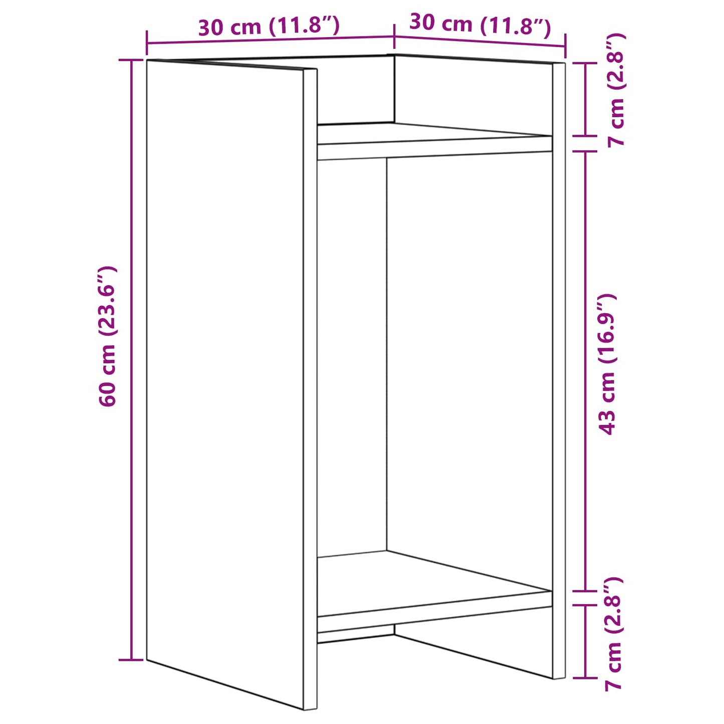 Plantenstandaard met plank 2 pcs Artisan Eik 30 x 30 x 60 cm is nu te koop bij PeponiXL, paradijselijk wonen!