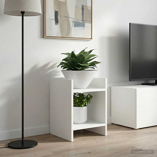Plantenstandaard 2 pcs Wit 30 x 30 x 40 cm Geconstrueerd hout is nu te koop bij PeponiXL, paradijselijk wonen!