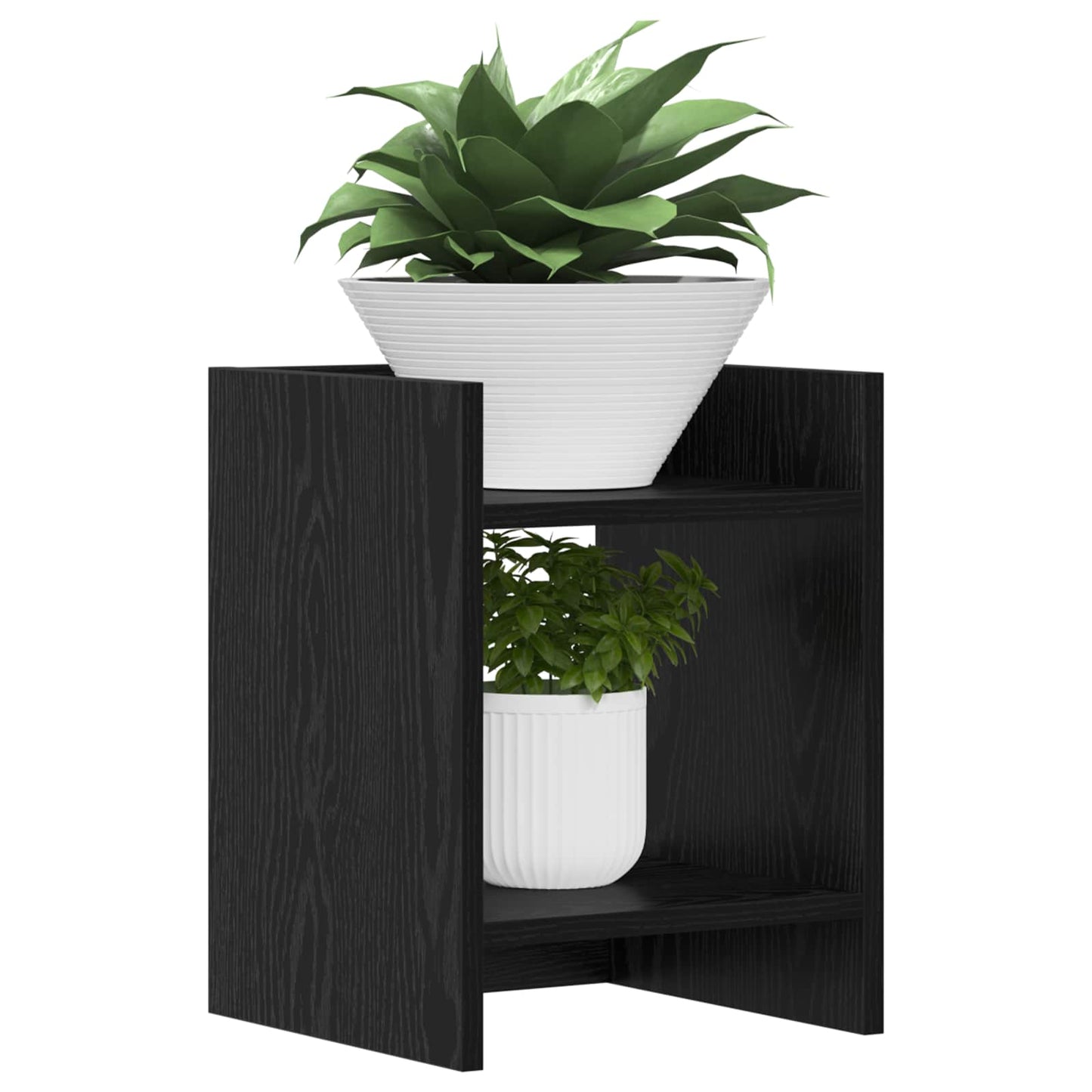 Plantenstandaard met plank 2 pcs Zwarte Eik 30 x 30 x 40 cm is nu te koop bij PeponiXL, paradijselijk wonen!