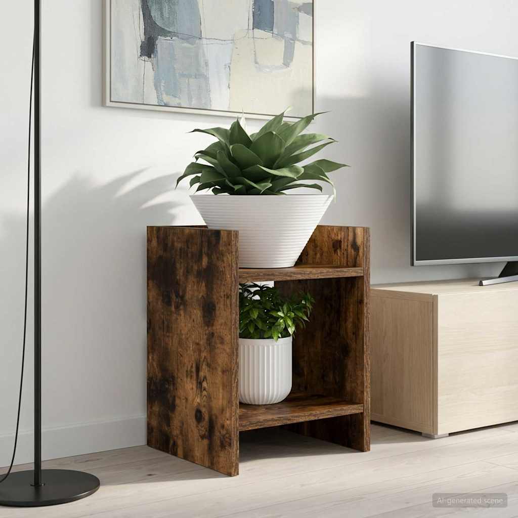 Plantenstandaard met plank Gerookte Eik 30 x 30 x 40 cm is nu te koop bij PeponiXL, paradijselijk wonen!