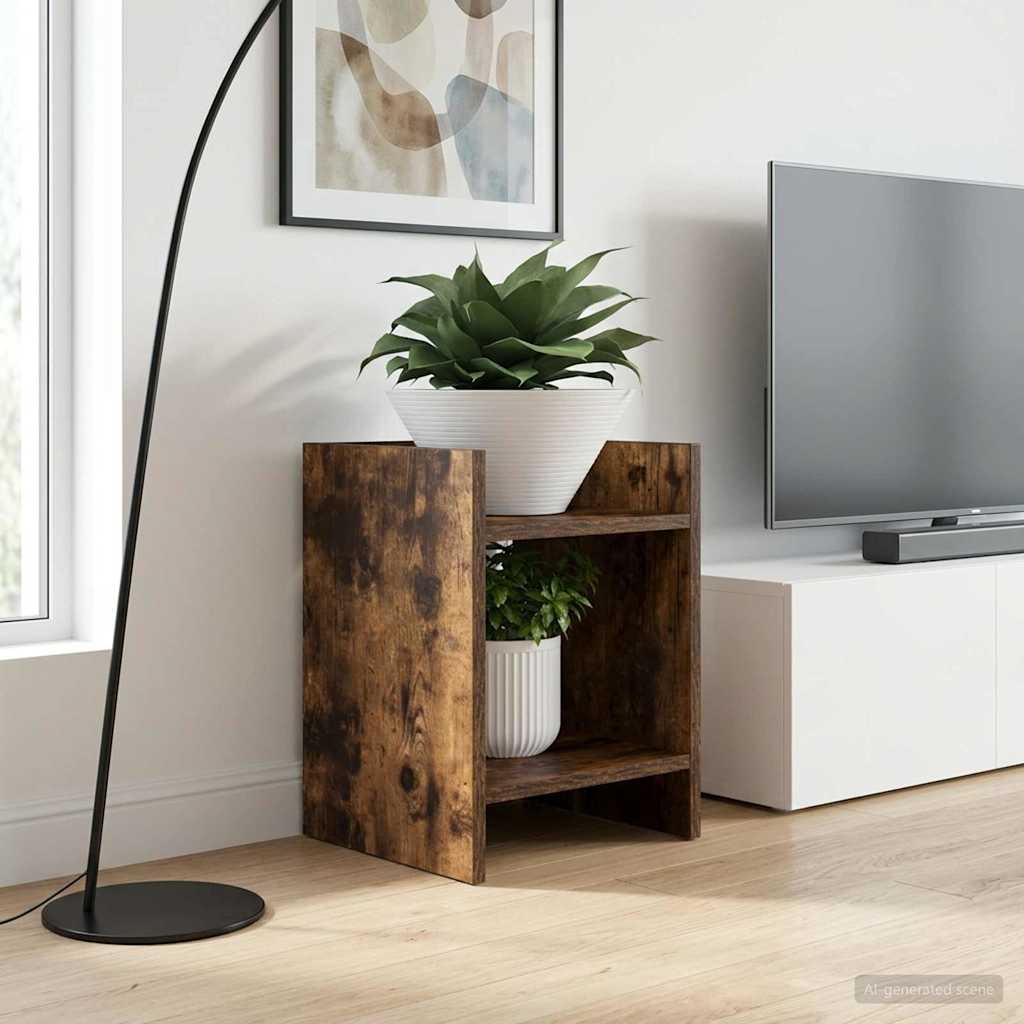 Plantenstandaard met plank 2 pcs Gerookte Eik 30 x 30 x 40 cm is nu te koop bij PeponiXL, paradijselijk wonen!