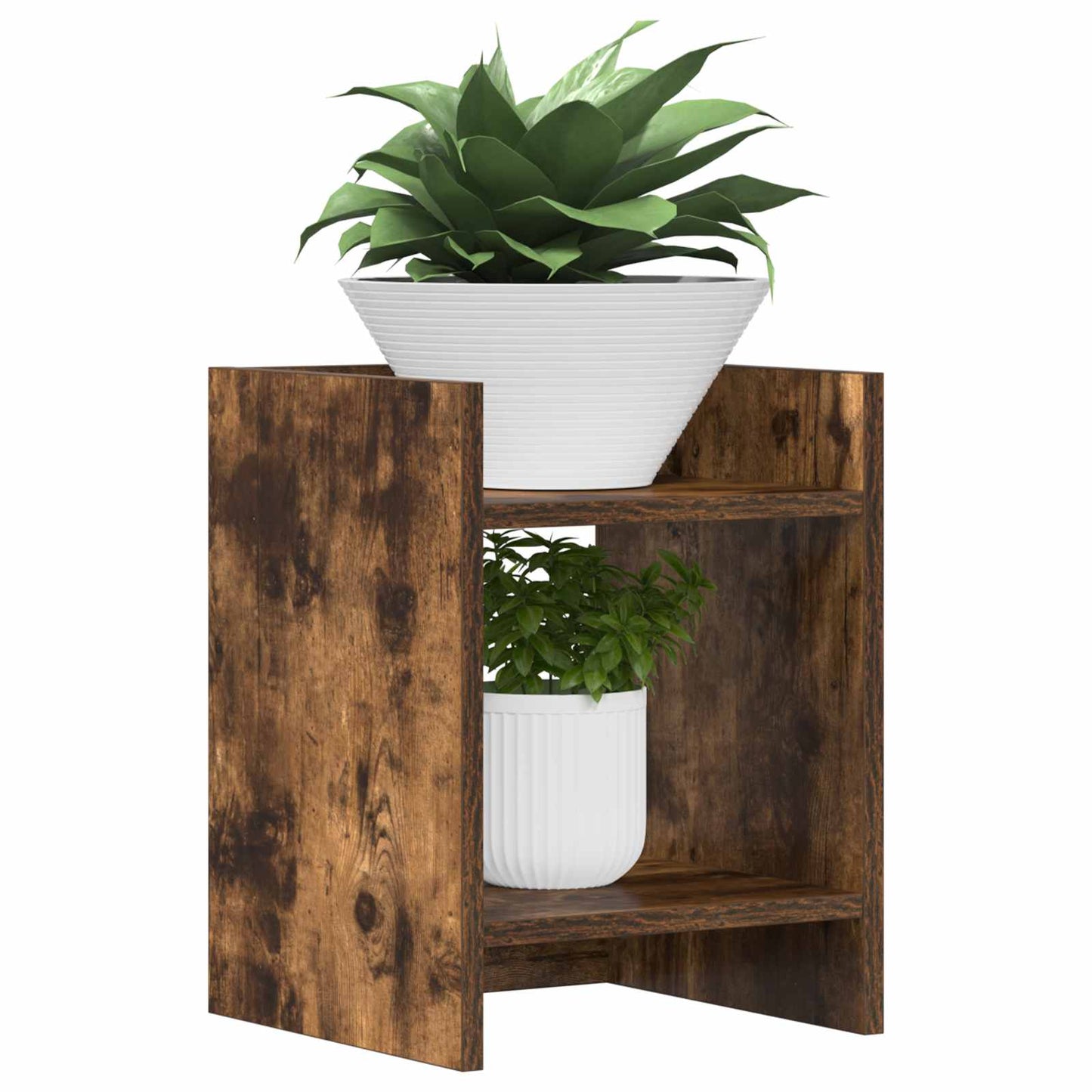 Plantenstandaard met plank 2 pcs Gerookte Eik 30 x 30 x 40 cm is nu te koop bij PeponiXL, paradijselijk wonen!