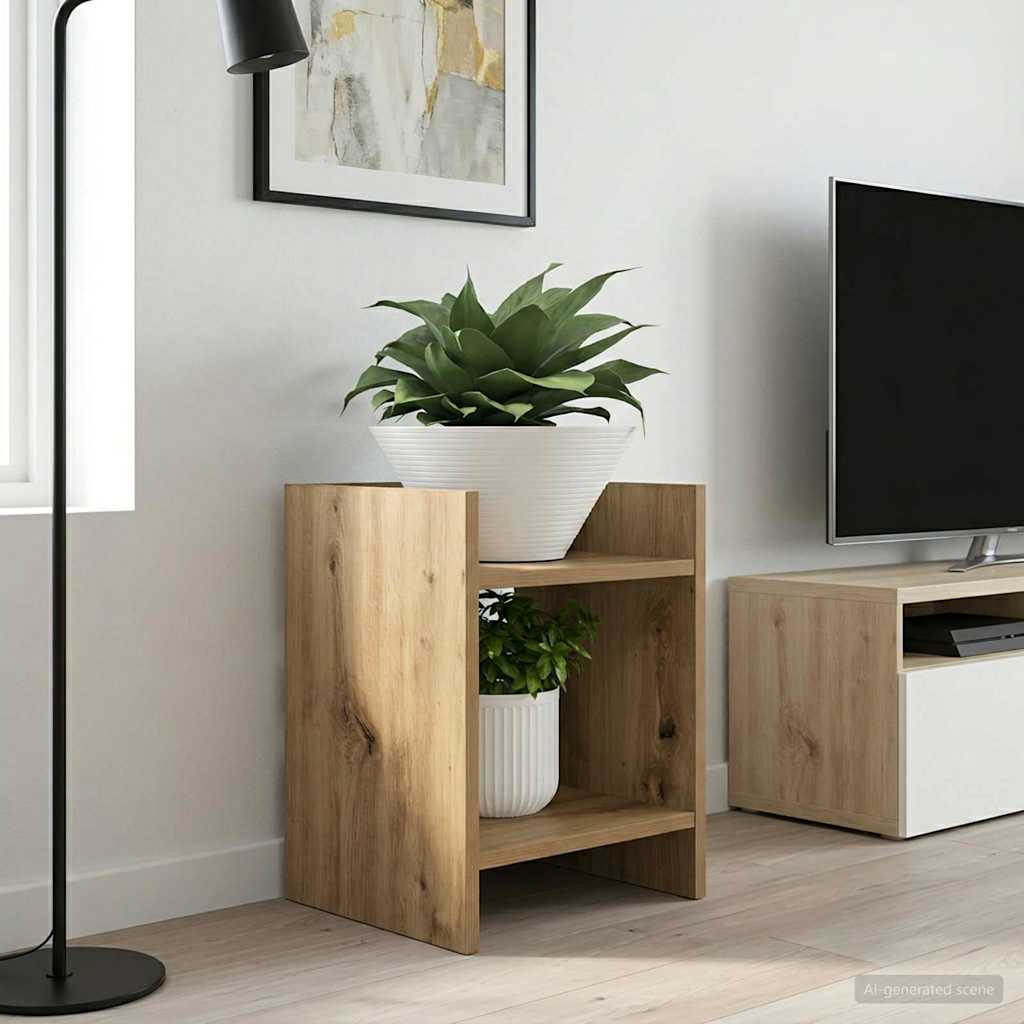 Plantenstandaard met plank 2 pcs Artisan Eik 30 x 30 x 40 cm is nu te koop bij PeponiXL, paradijselijk wonen!