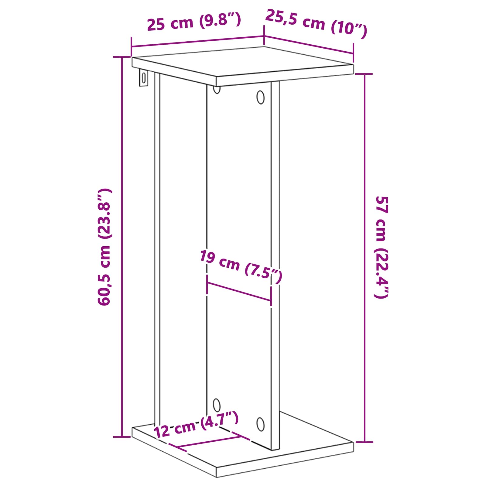 Plantenstandaard Gerookte Eik 25 x 25,5 x 60,5 cm is nu te koop bij PeponiXL, paradijselijk wonen!