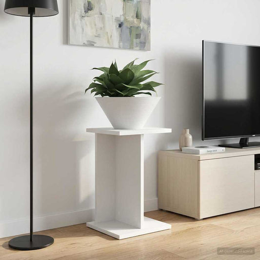Plantenstandaard Wit 25 x 25,5 x 40,5 cm Geconstrueerd hout is nu te koop bij PeponiXL, paradijselijk wonen!