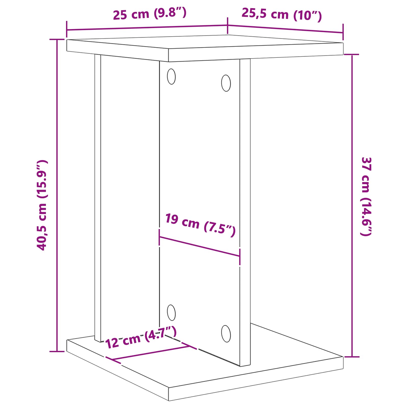 Plantenstandaard Zwarte Eik 25 x 25,5 x 40,5 cm is nu te koop bij PeponiXL, paradijselijk wonen!