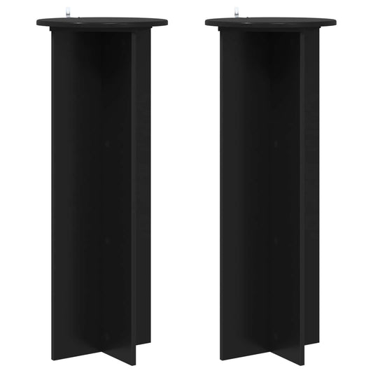 Plantenstandaard 2 pcs Zwart Ø40 x 100 cm Bewerkt hout is nu te koop bij PeponiXL, paradijselijk wonen!