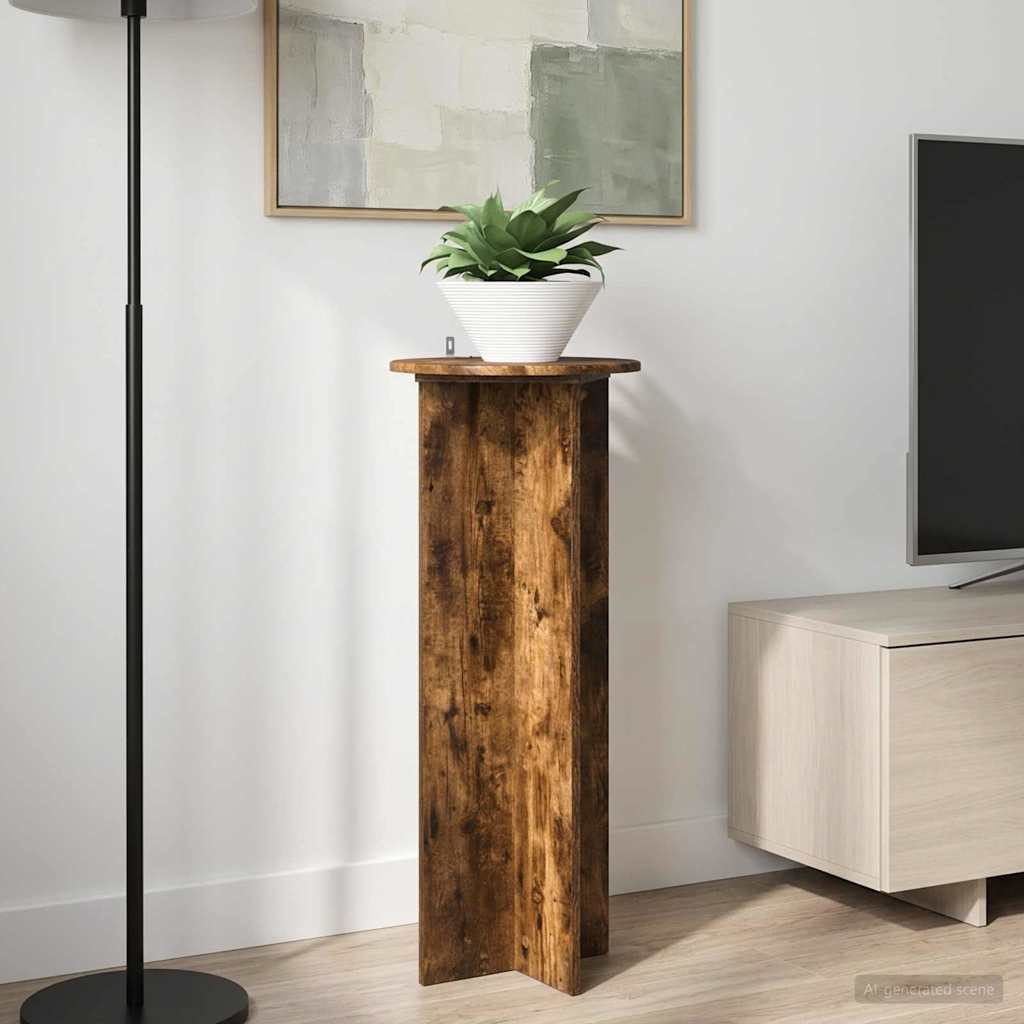 Plantenstandaard 2 pcs Gerookt eiken Ø40 x 100 cm Bewerkt hout is nu te koop bij PeponiXL, paradijselijk wonen!