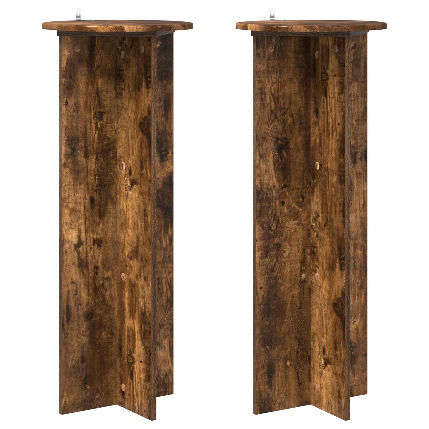 Plantenstandaard 2 pcs Gerookt eiken Ø40 x 100 cm Bewerkt hout is nu te koop bij PeponiXL, paradijselijk wonen!