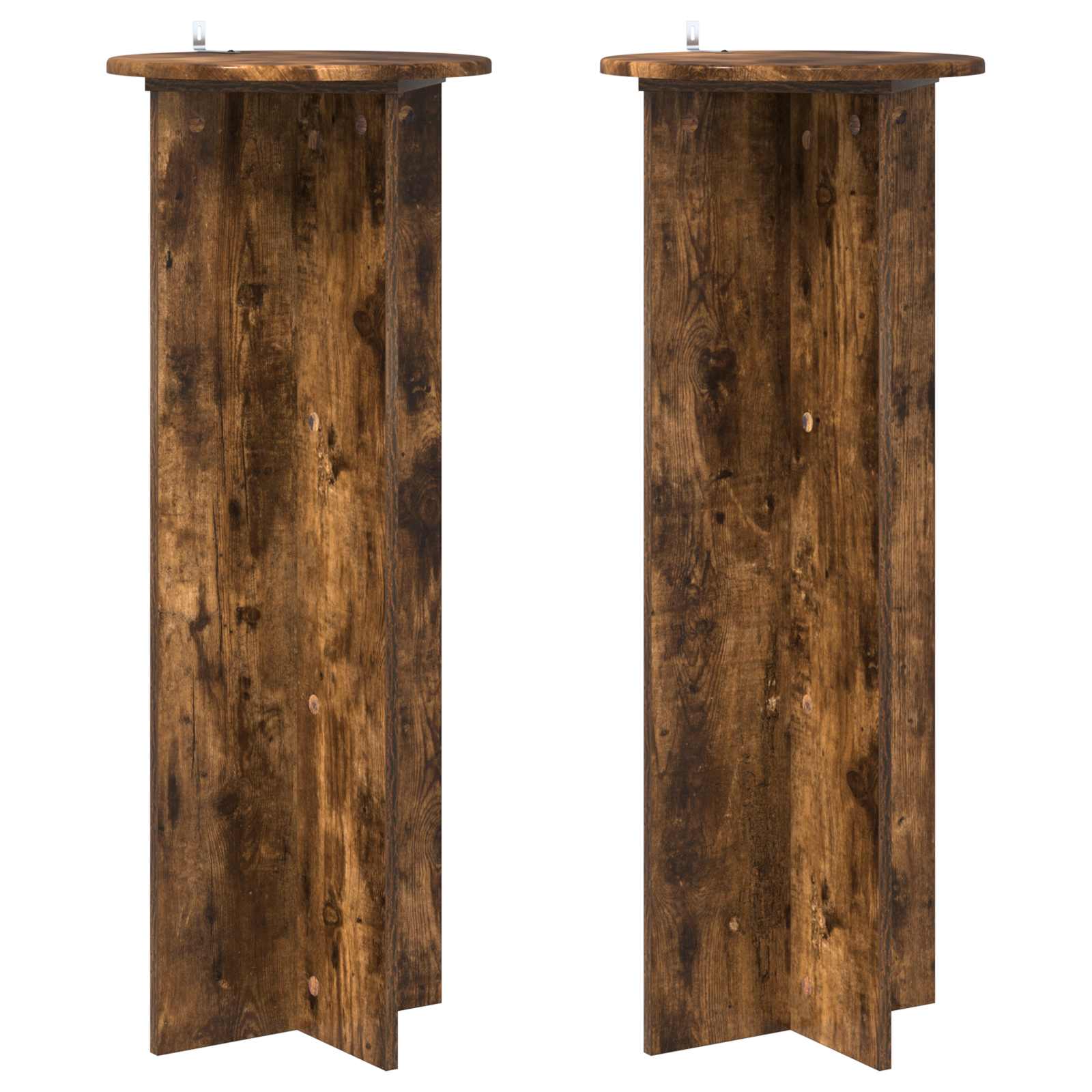Plantenstandaard 2 pcs Gerookt eiken Ø40 x 100 cm Bewerkt hout is nu te koop bij PeponiXL, paradijselijk wonen!