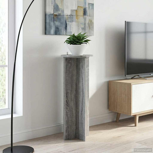 Plantenstandaard 2 pcs Grijs sonoma Ø40 x 100 cm Bewerkt hout is nu te koop bij PeponiXL, paradijselijk wonen!