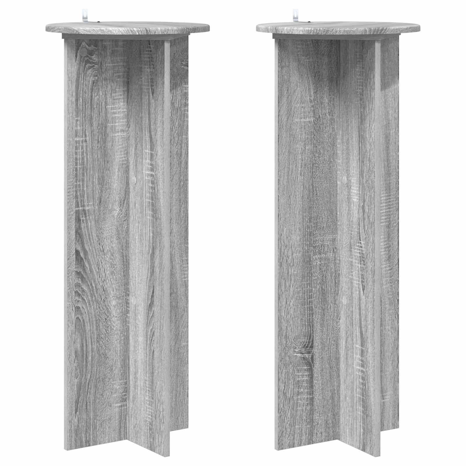 Plantenstandaard 2 pcs Grijs sonoma Ø40 x 100 cm Bewerkt hout is nu te koop bij PeponiXL, paradijselijk wonen!