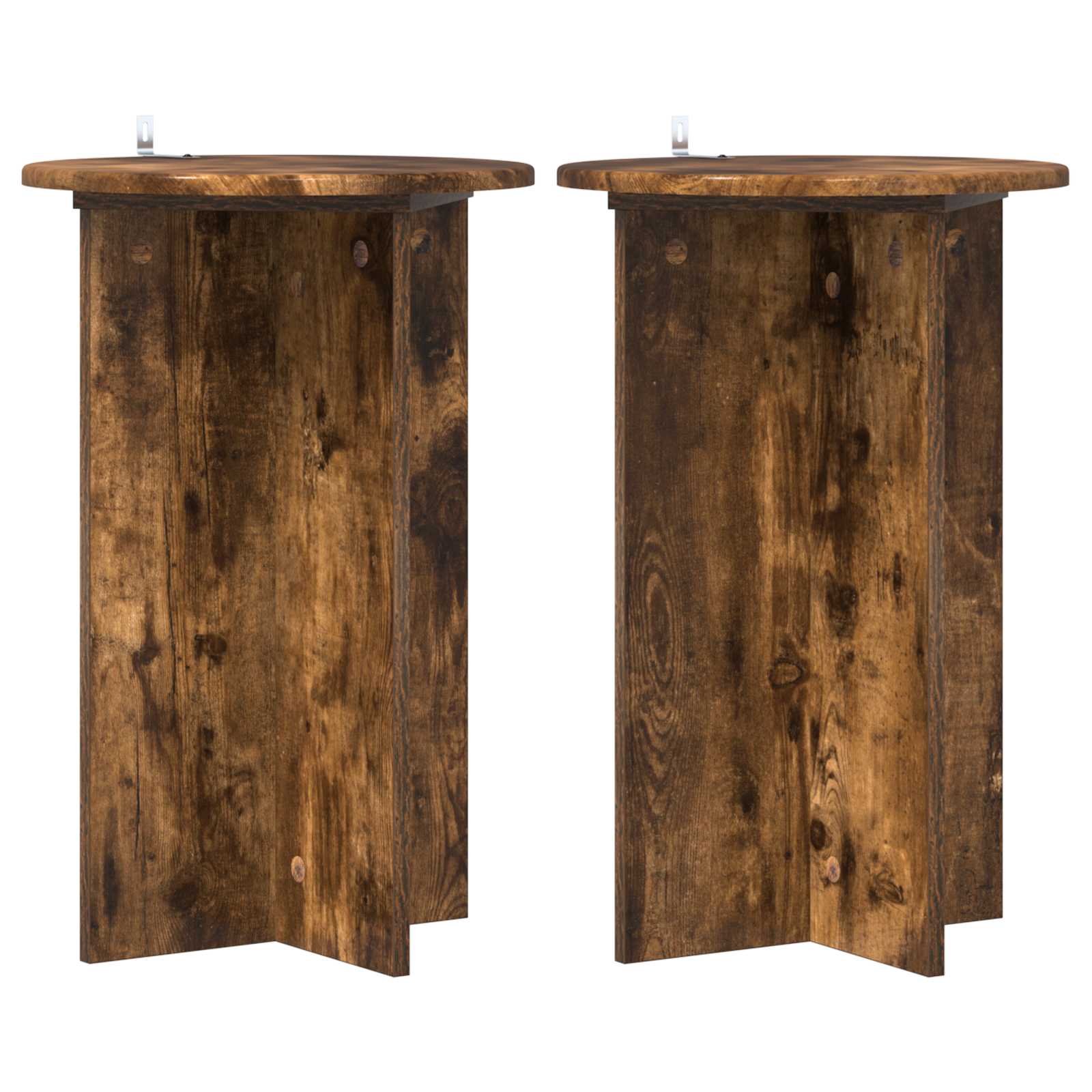 Plantenstandaard 2 pcs Gerookt eiken Ø40 x 60 cm Bewerkt hout is nu te koop bij PeponiXL, paradijselijk wonen!