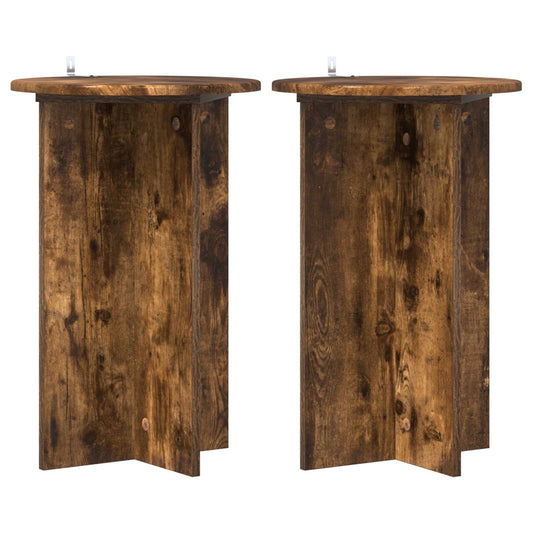 Plantenstandaard 2 pcs Gerookt eiken Ø40 x 60 cm Bewerkt hout is nu te koop bij PeponiXL, paradijselijk wonen!