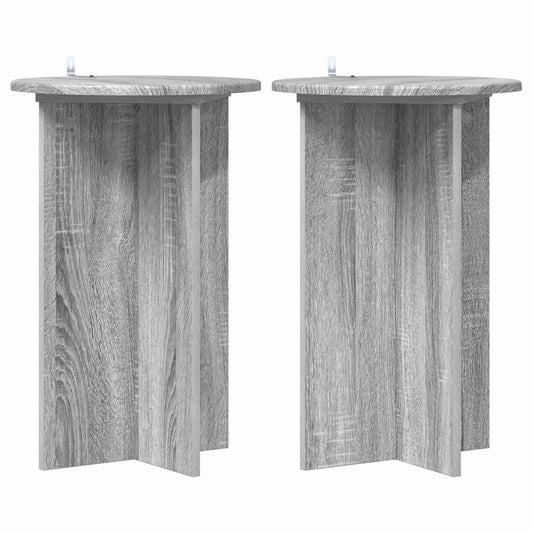 Plantenstandaard 2 pcs Grijs sonoma Ø40 x 60 cm Bewerkt hout is nu te koop bij PeponiXL, paradijselijk wonen!